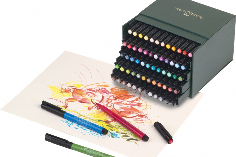 FABER CASTELL - Feutre PITT artist pen studio box simili cuir 60 pièces.