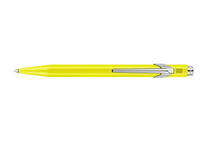 CARAN DACHE - Stylo-bille 849 Pop Line Fluo jaune fluo avec etui slim pack.