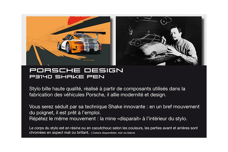 PORSCHE DESIGN - Stylo-bille SHAKE P3140 résine blanche.